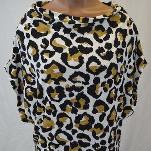 Norma Kamali Leopard Short Dolman Slinky Shirt XS